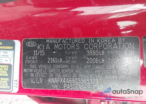 2016 Kia Forte Lx from USA, damaged, VIN KNAFX4A69G5565373